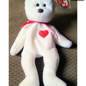 Beanie baby white teddy bear with errors. Rare find.